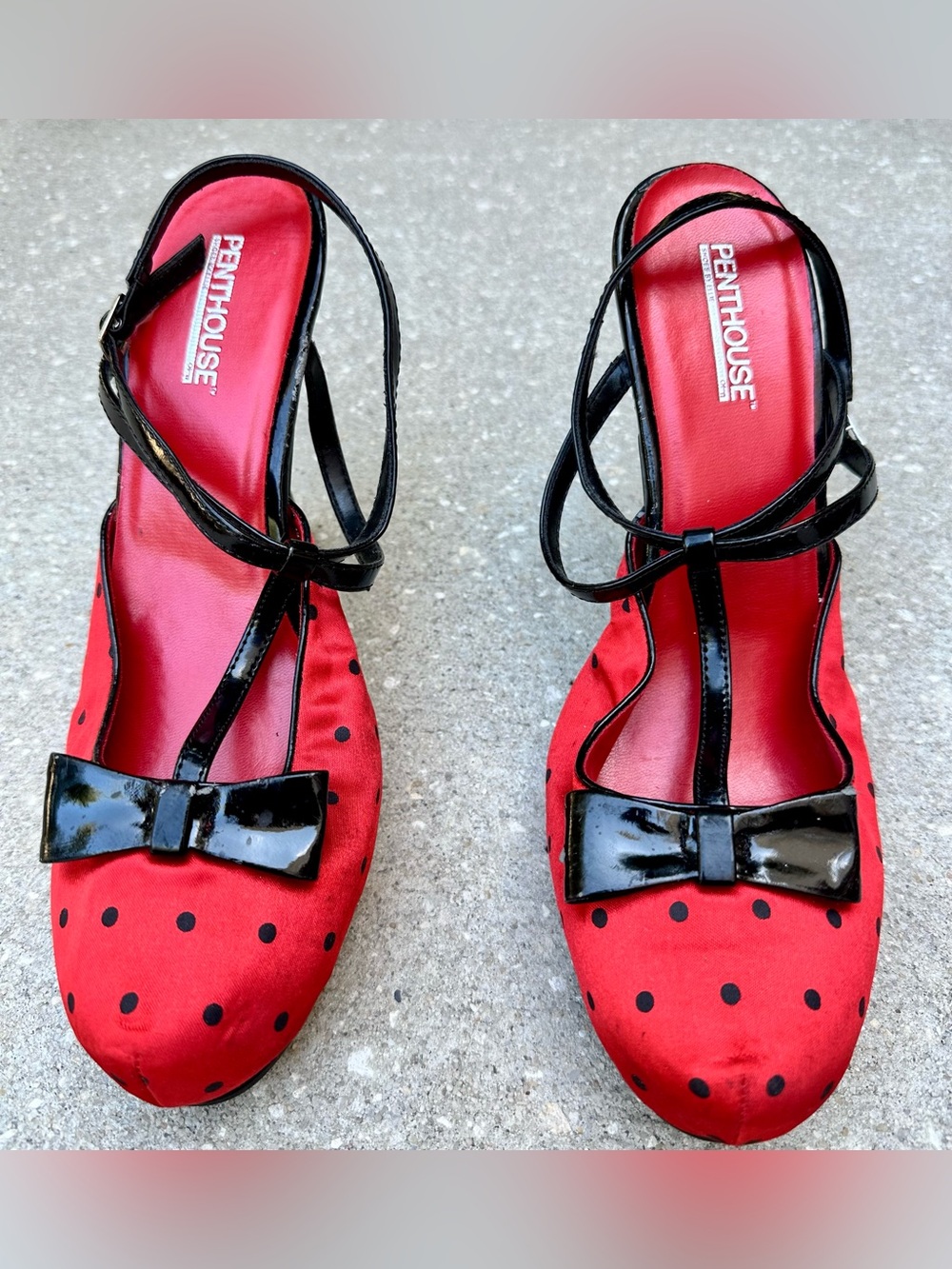 Vintage Penthouse by Ellie Women's Size 10 Red Polka Dot Mary Jane Pin-Up Heels